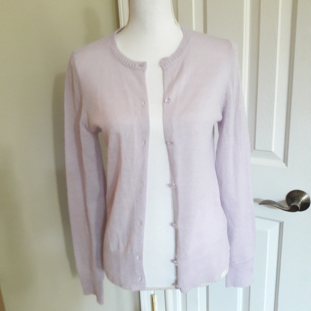 J. Crew Factory Light Lavender Crewneck Cardigan